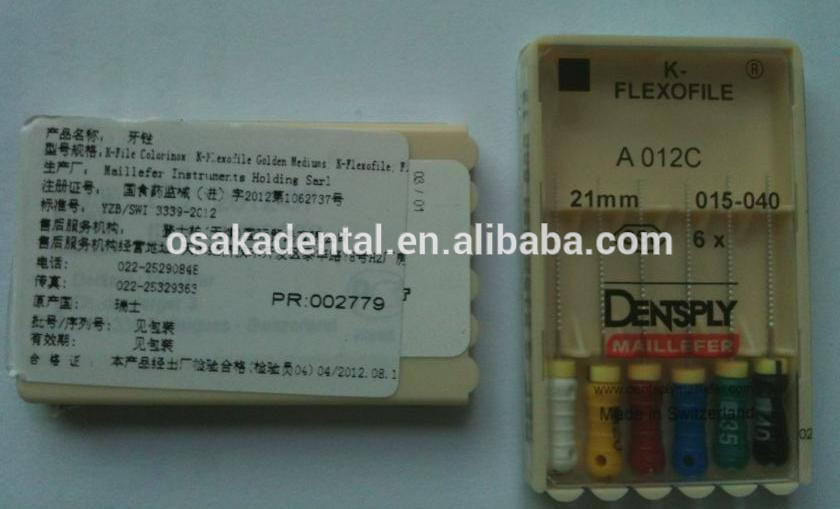 Limas dentales originales Limas de acero inoxidable Dentsply K Flexo Limas del conducto radicular / limas dentales / taladro dental