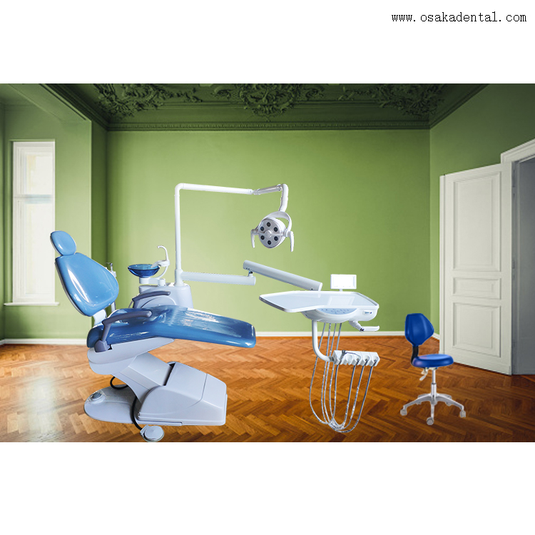 Sillón dental económico para clínica dental Color azul PU cuero