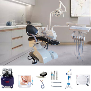 "Unidad de sillón dental negro con unidad de rayos X"