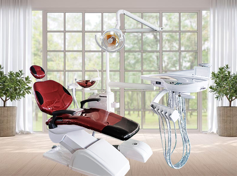Silla dental con control de asistencia y brazo único y con cuero de microfibra