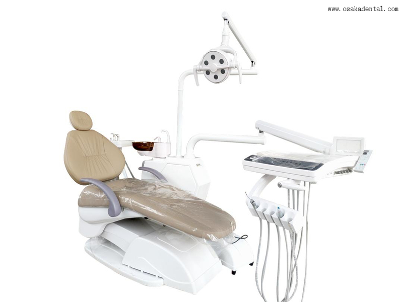 Lámpara LED de silla dental 6 con 9 memoria con bandeja de instrumentos de tipo táctil con bandeja de asistencia táctil y asiento más grande