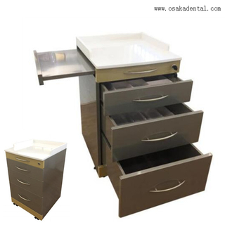 Gabinete dental de acero inoxidable con tapa de mármol y 5 Dawers