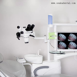 Microscopio dental para la unidad de silla dental montada sin cámara.