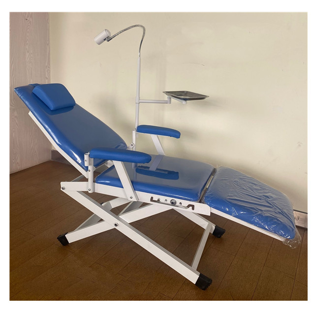 Unidad de sillón dental portátil más barata con lámpara LED y bandeja de metal