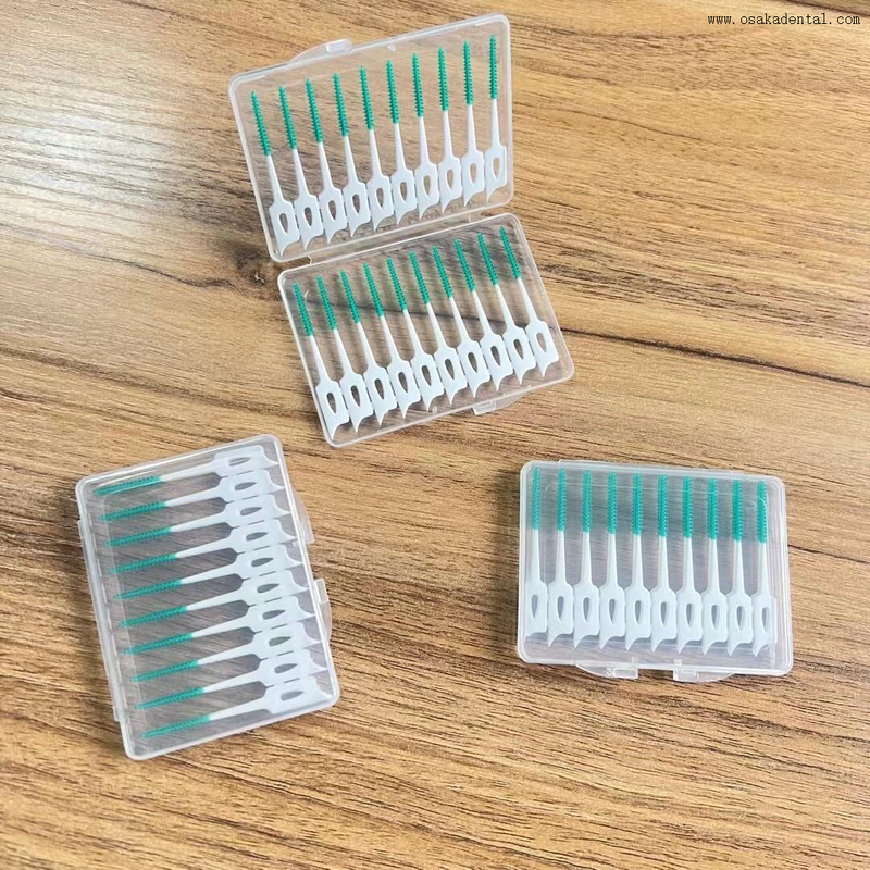 Cepillo Interdental en caja de palillo de dientes Interdental de limpieza de cuidado bucal barato para uso doméstico cepillo Interdental de silicona